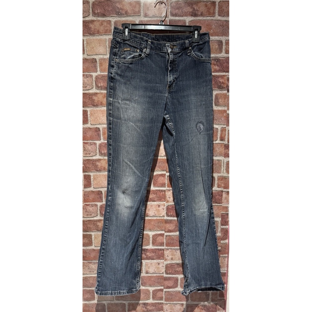 Riders by Lee Bootcut Jeans Women's Size 12L Dark Wash Mid Rise Striped Denim